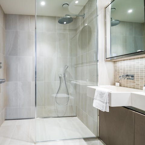 Freshen up in the huge rainfall shower