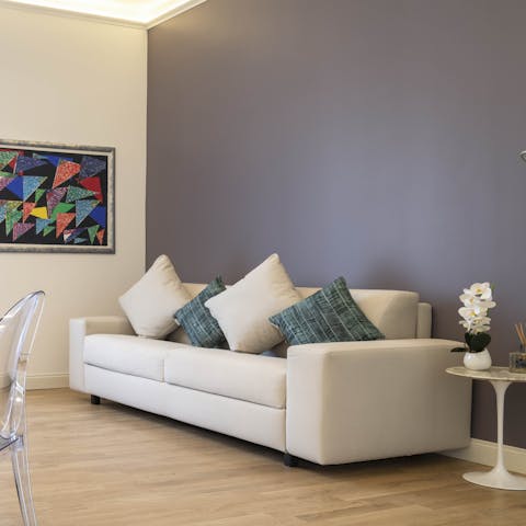 Lounge about in the sparkling and modern living area
