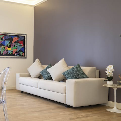 Lounge about in the sparkling and modern living area