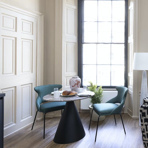 Serve up some tea and Scottish shortbread at the dining area