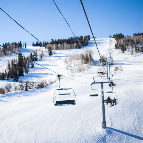 Catch the nearby resort shuttle that will take you to the gondola