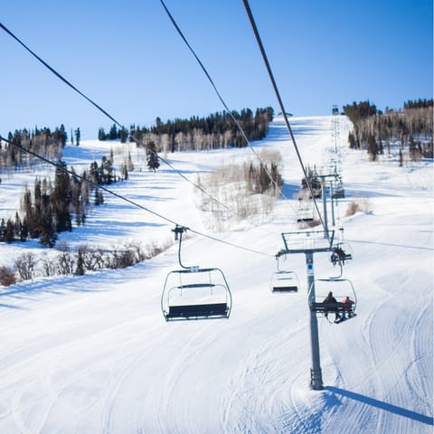 Catch the nearby resort shuttle that will take you to the gondola