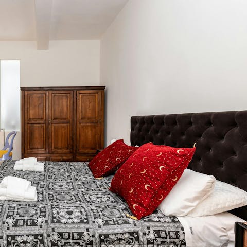 Rest easy in the comfortable bed after a day of exploring