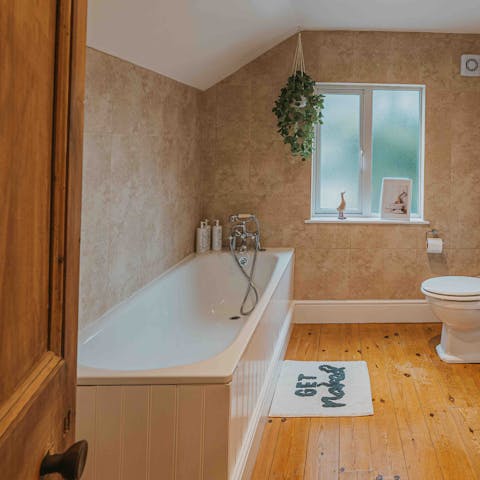 Retreat to the bathroom and let your muscles relax in a hot bubble bath