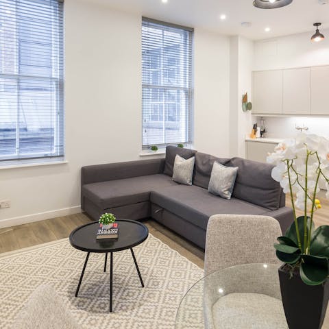 Relax in the bright and comfy living area