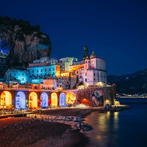 Enjoy an atsmospheric evening in Atrani, just a twenty minute drive away