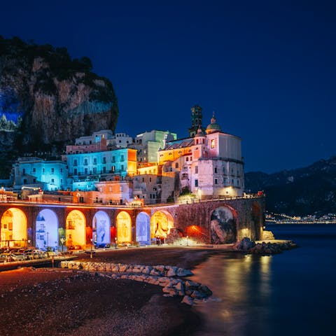 Enjoy an atsmospheric evening in Atrani, just a twenty minute drive away