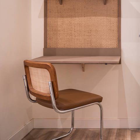 Get some work done at one of the three desks in the apartment