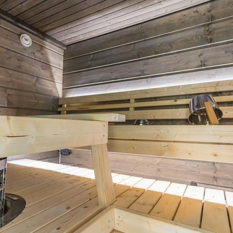 Unwind in the private sauna
