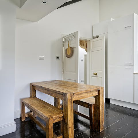 Serve up homemade meals at the dining area – full English breakfast anyone?