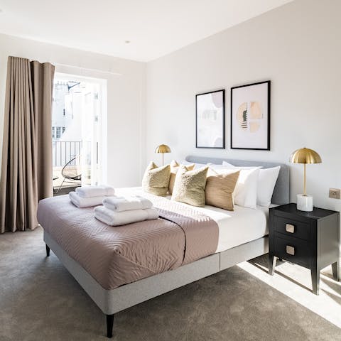 Wake up in the elegant bedroom and step straight onto your private terrace