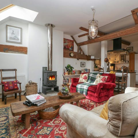 Curl up in front of the wood-burning stove