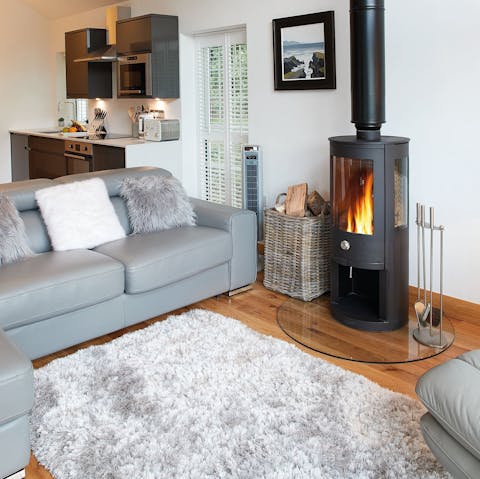 Warm up in front of the cosy wood burner on a chilly evening