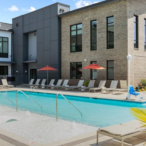 Take a dip in the building's pool