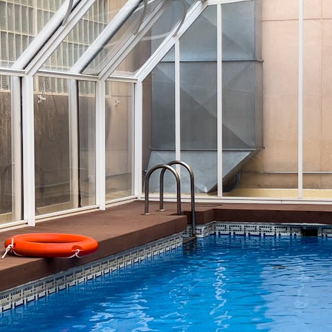 Cool off from the summer sun in the shared swimming pool