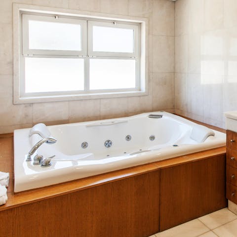 Unwind in the jacuzzi bath tub