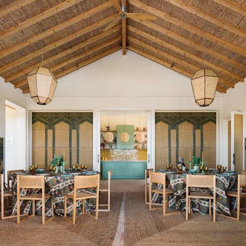 Tuck into a complimentary three-course menu each day