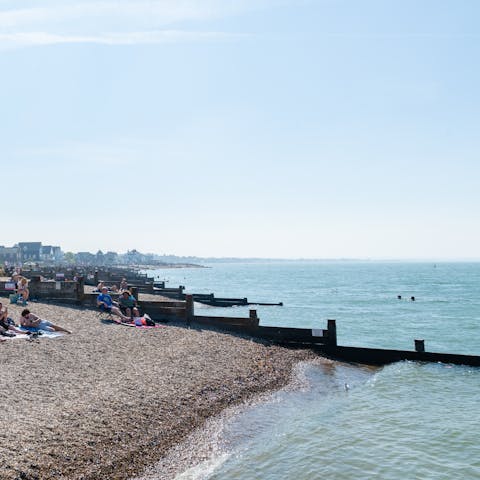 Slap on the suncream and take the ten-minute walk to Whitstable Beach