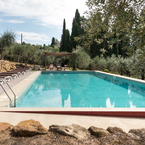 Cool off in the shared swimming pool