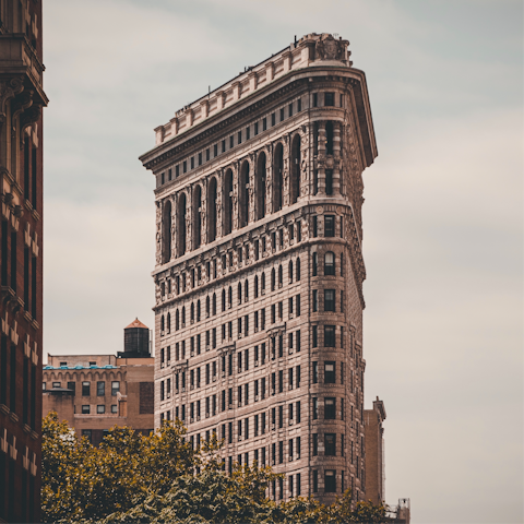 Walk to the Flatiron building, an architectural masterpiece in New York