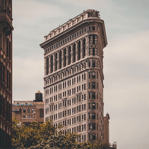 Walk to the Flatiron building, an architectural masterpiece in New York