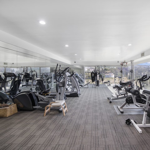 Keep on top of your exercise routine in the fully-equipped private gym