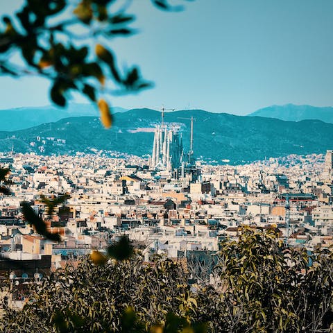 Visit Barcelona's iconic La Sagrada Familia, less than a fifteen-minute walk away