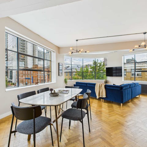 Enjoy skyline views from the open-plan living space