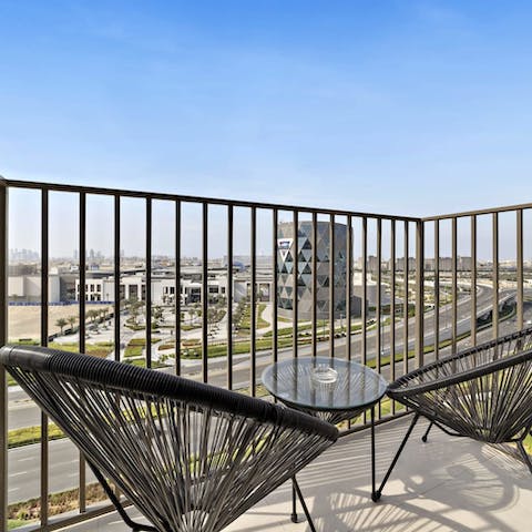 Soak up the Emirati sunshine from the private balcony