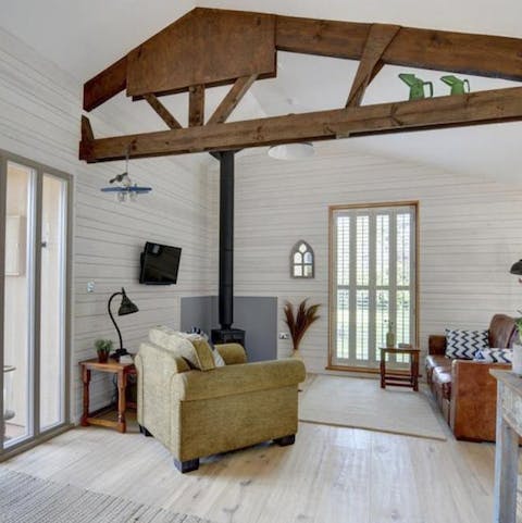 Relax in front of the log burner when the Kent air turns chilly