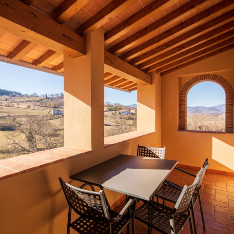 Enjoy long meals under the covered terrace