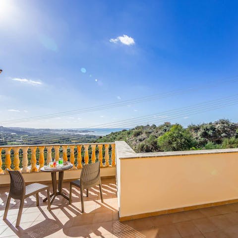 Enjoy breakfast or lunch on the sunny terrace