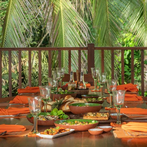 Gather outside and savour an alfresco feast prepared for you by the private chef