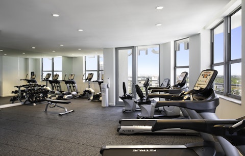 Keep up with your workout routine in the on-site gym