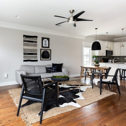 Wind down and relax with evening drinks in the living room