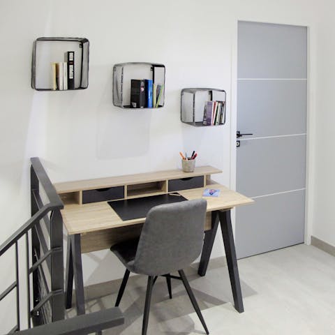 Get back to those emails at your desk area on the landing