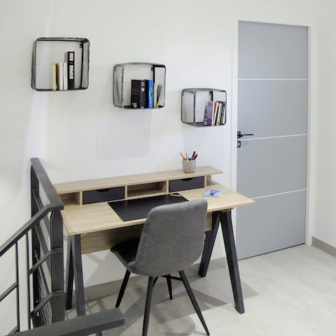 Get back to those emails at your desk area on the landing