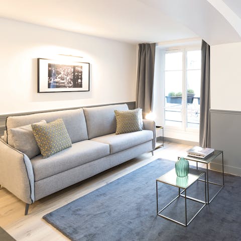 Open a bottle of pinot noir and get comfortable on the sofa for a stylish night in