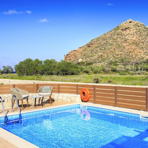 Spend sunny days floating in the private swimming pool