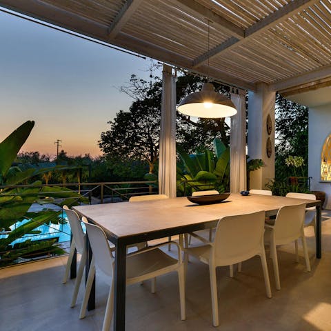 Grab a bite to eat after a dip in the pool