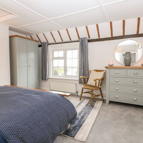 Wake up to sea views from the king-sized bedroom