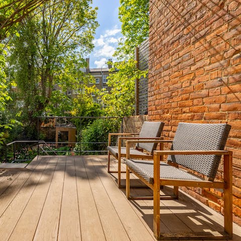 Find a sunny reading spot on the secluded terrace