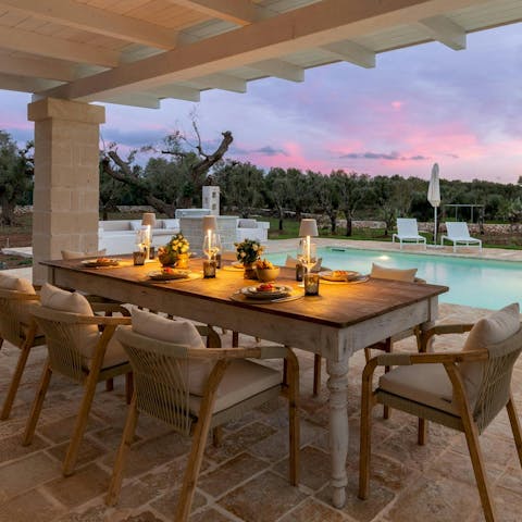 Savour magical evening meals served on the terrace
