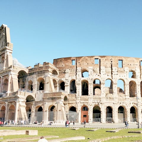 Walk nineteen minutes to the Colosseum – one of the seven wonders of the world