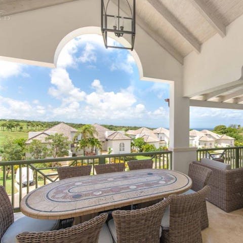 Look out over the golf course from the first-floor lounge terrace