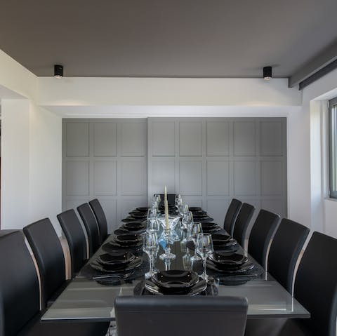 Enjoy meals at the formal dining table