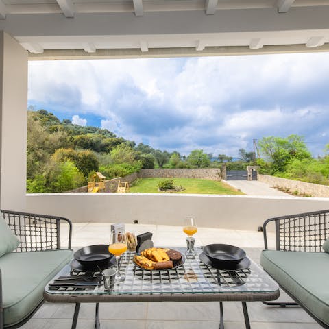 Have breakfast on the outdoor terrace