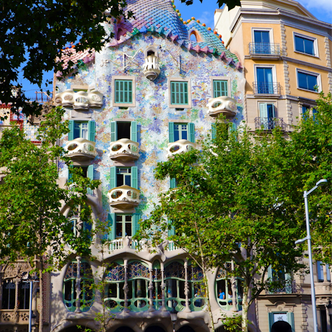 Marvel at Gaudí's Casa Batlló, twenty minutes away