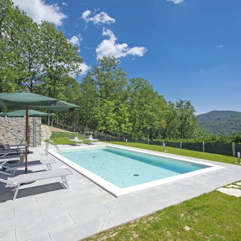 Take a dip in the shared swimming pool