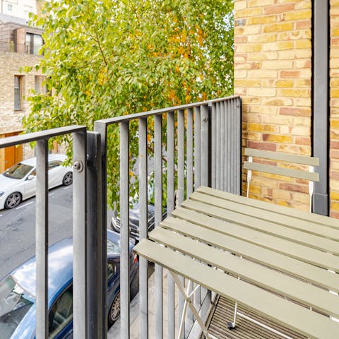 Pad out to the balcony to enjoy a cup of coffee in the sun